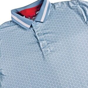 Redvanly Performance Golf Polo Shirt Mens XL Light Blue Geometric Print